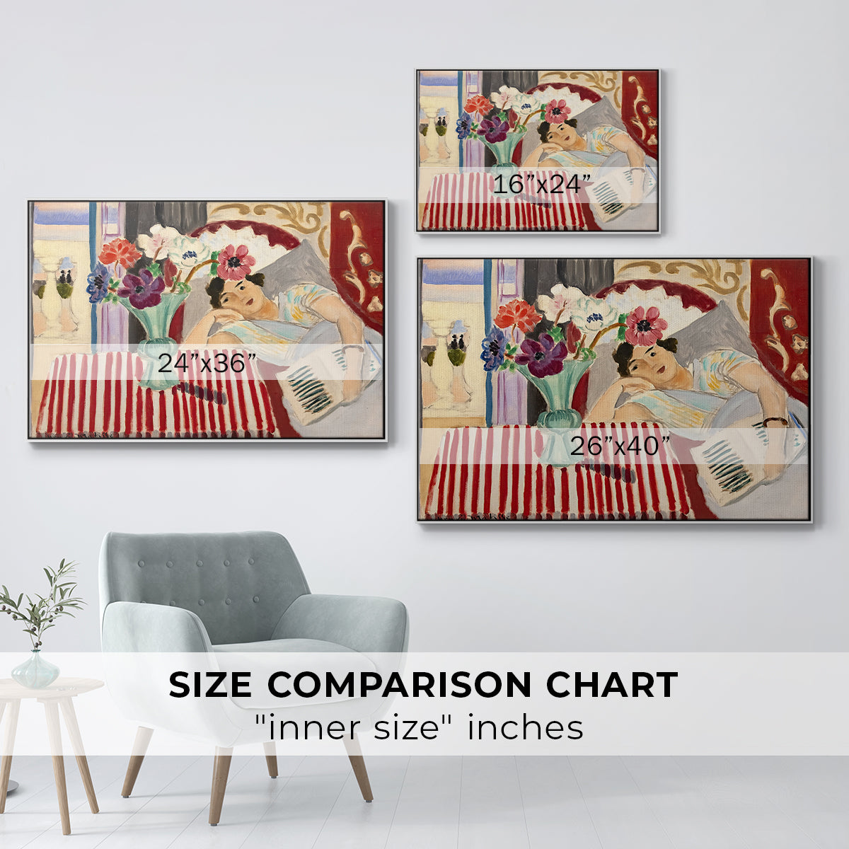 Woman with Anemones (Femme et anémones), c. 1920-1921 - Floater Framed Canvas Print