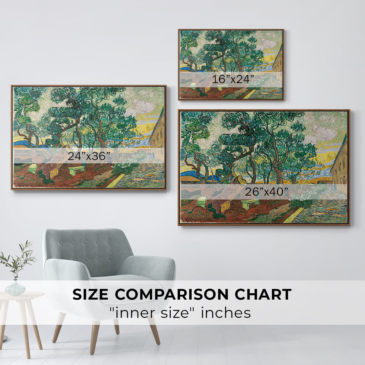 The Garden of Saint-Paul Hospital, 1889 - Floater Framed Canvas Print