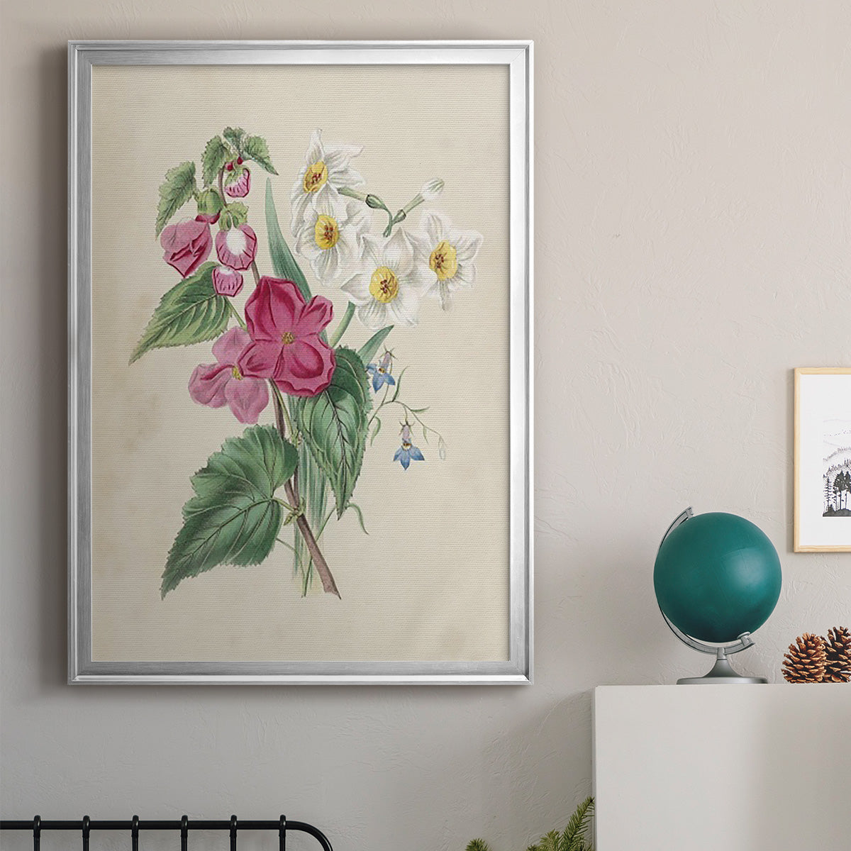 Antique Garden Bouquet IV - Modern Framed Canvas Print