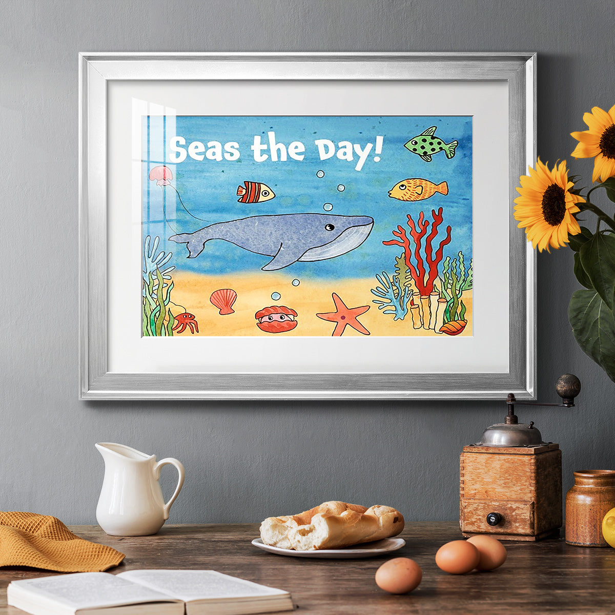 Cute Sea Creatures II - Modern Framed Art Print