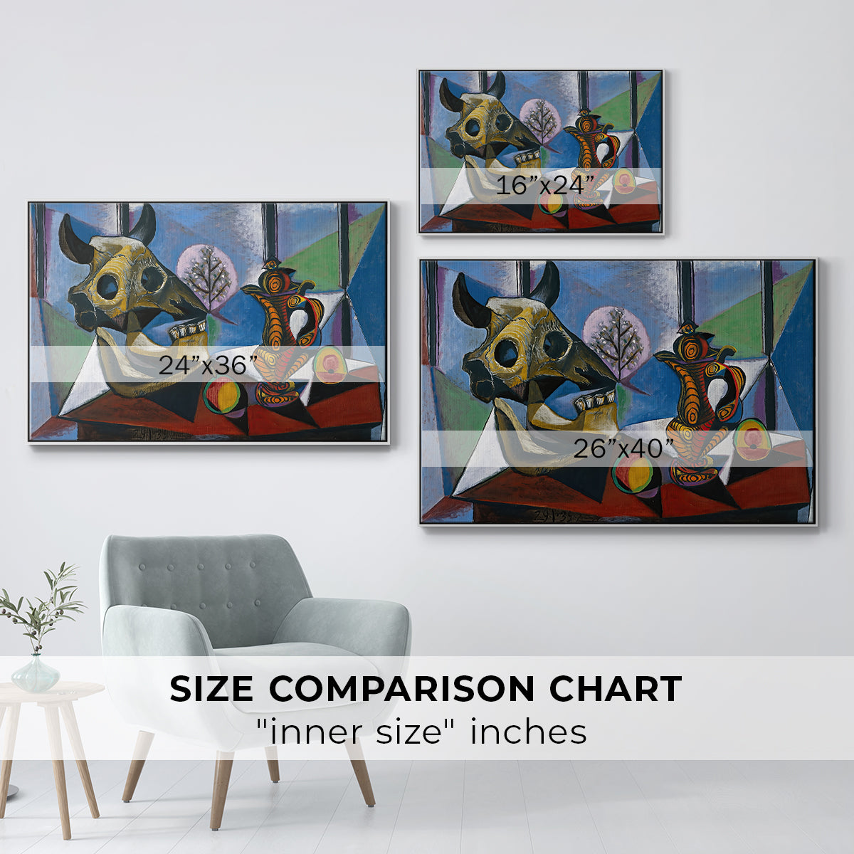 Still Life with Bull's Skull, 1939 - Floater Framed Canvas Print