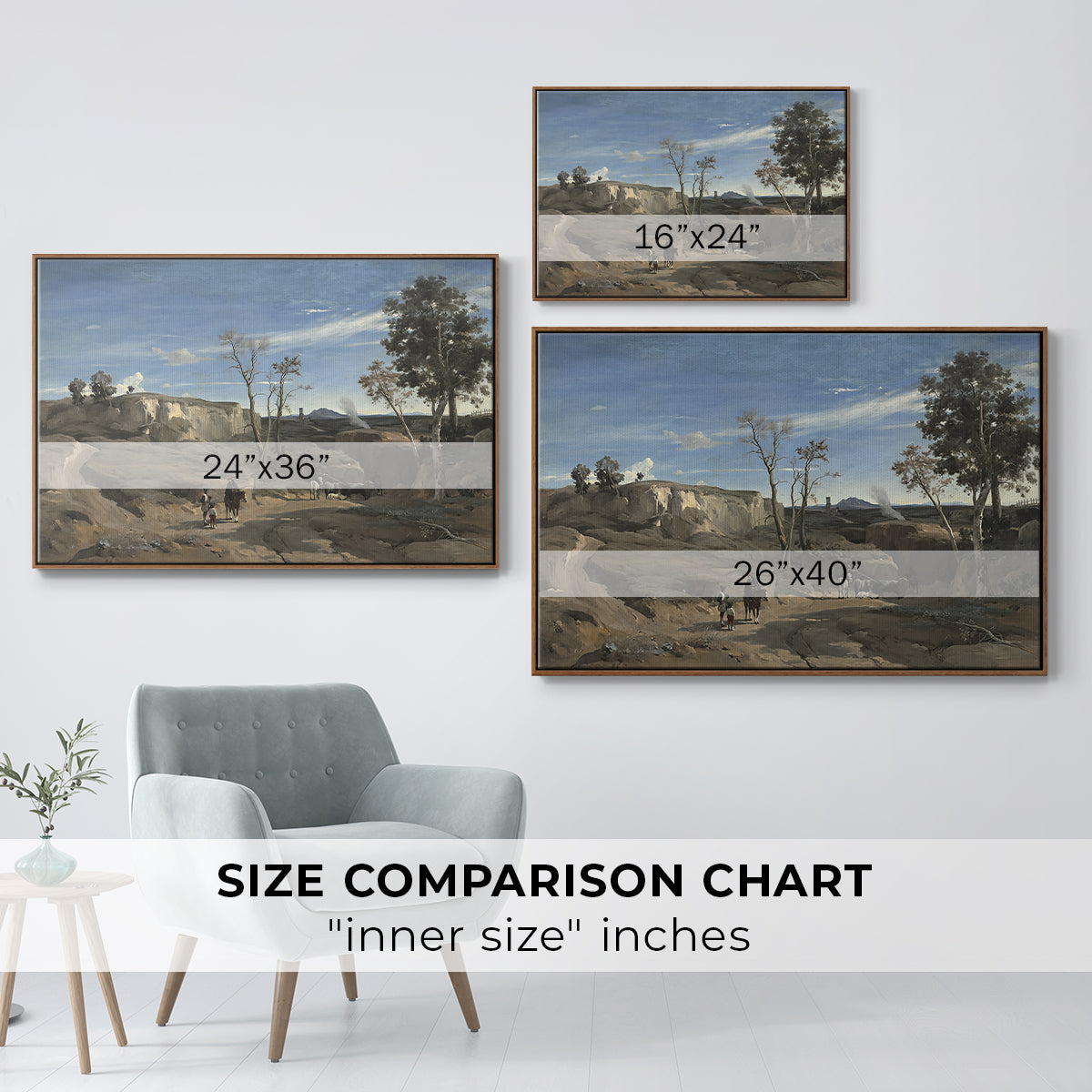 La Cervara, the Roman Campagna, c. 1830-1831 - Floater Framed Canvas Print