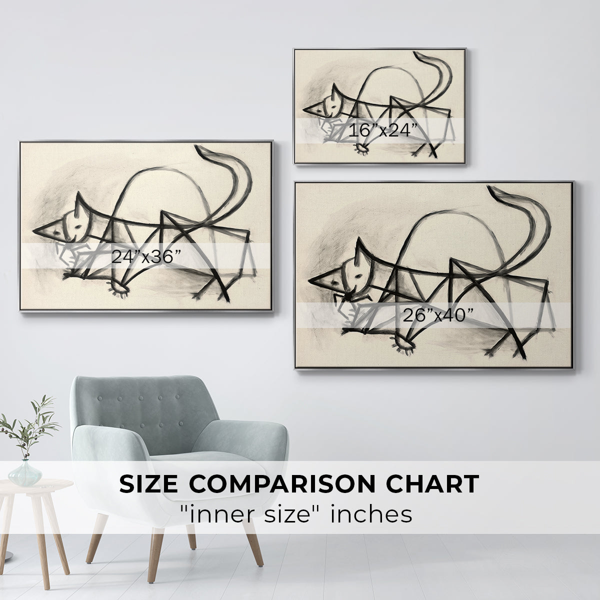 Study of a Cat (Étude de chat), 1946 - Floater Framed Canvas Print