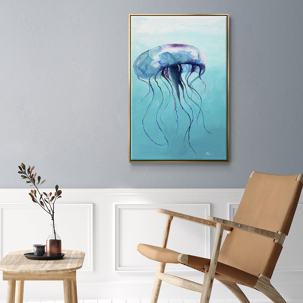 Jelly Fish - Framed Premium Gallery Wrapped Canvas L Frame - Ready to Hang