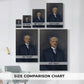 Size comparison chart for canvas art prints, showing multiple size options.