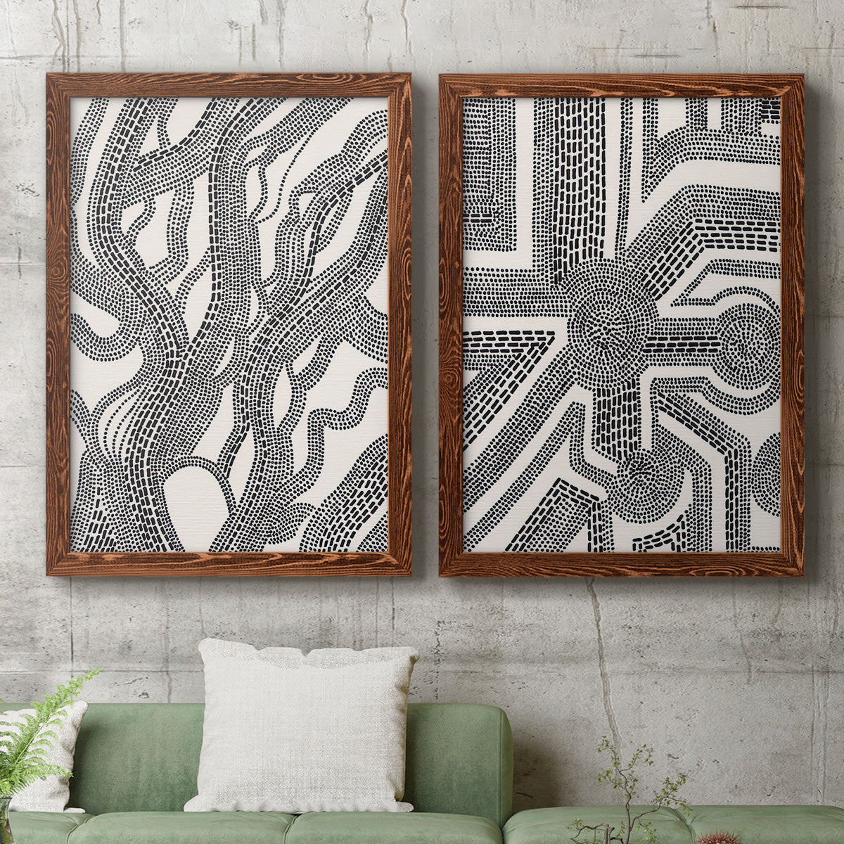 Dots and Dashes I - Premium Framed Canvas 2 Piece Set - Ready to Hang