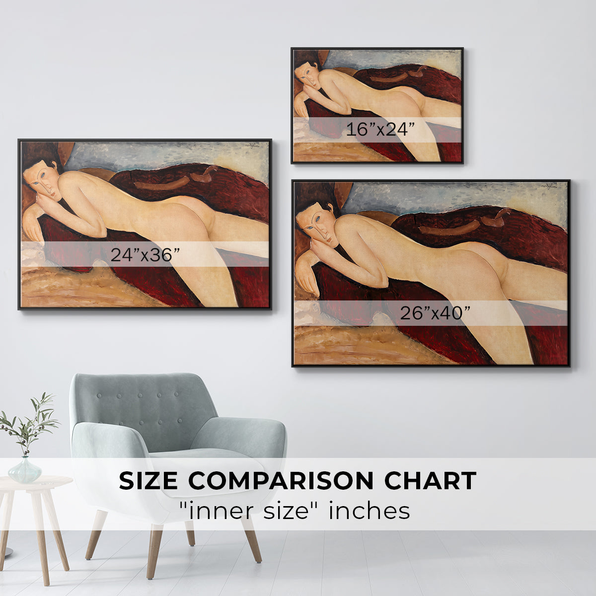 Reclining Nude from the Back (Nu couché de dos), c. 1917 - Floater Framed Canvas Print