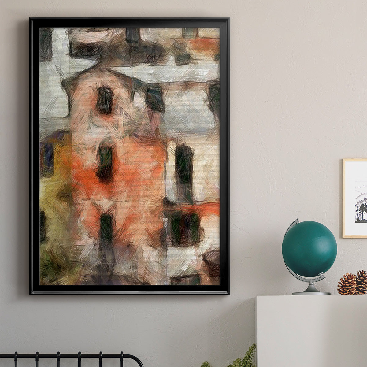 Stacked Houses IV - Modern Framed Canvas Print