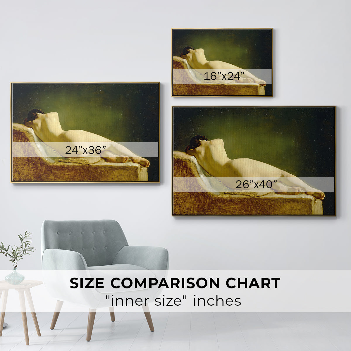 Reclining Nude (Liggende model), 1833 - Floater Framed Canvas Print
