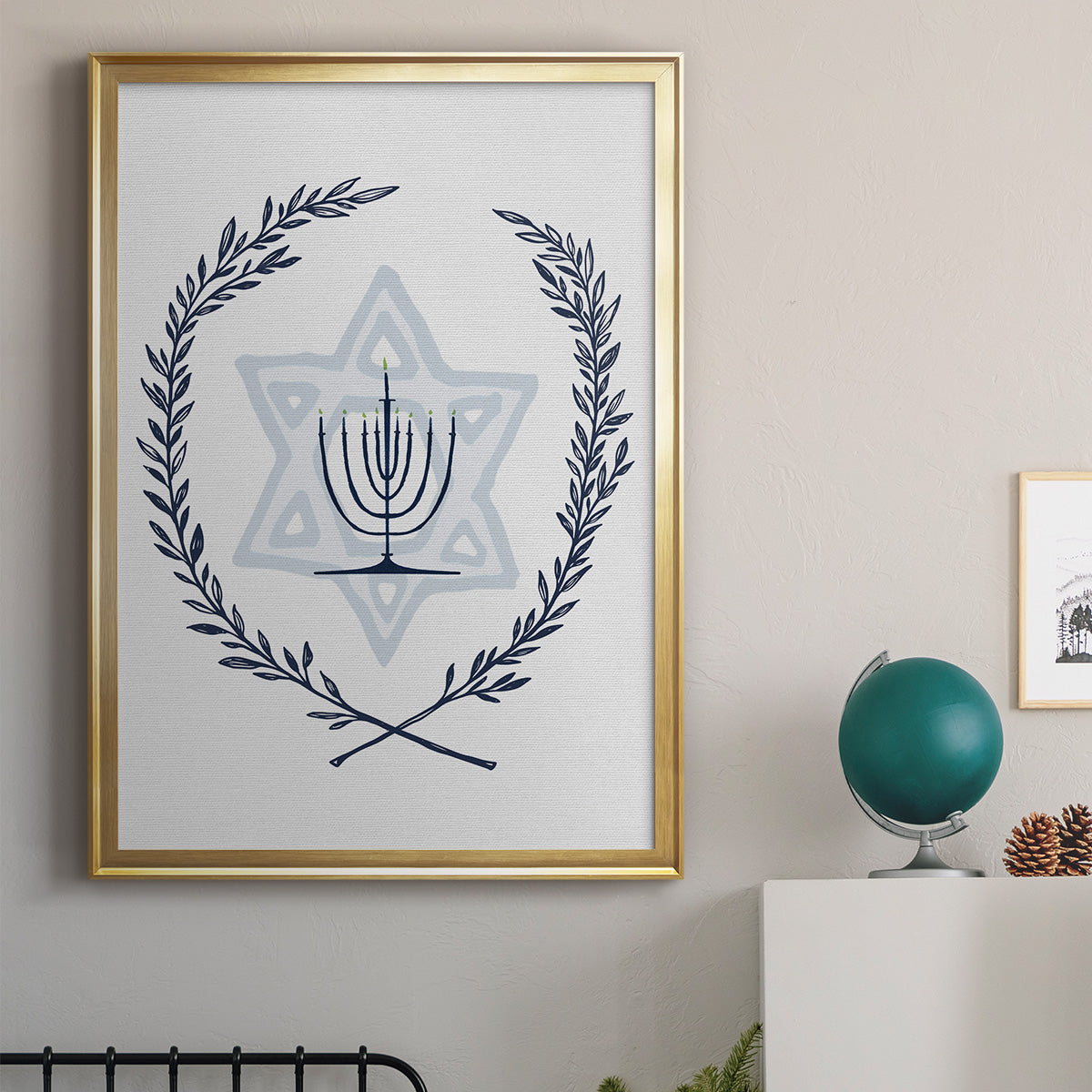 Happy Hanukkah I - Modern Framed Canvas Print