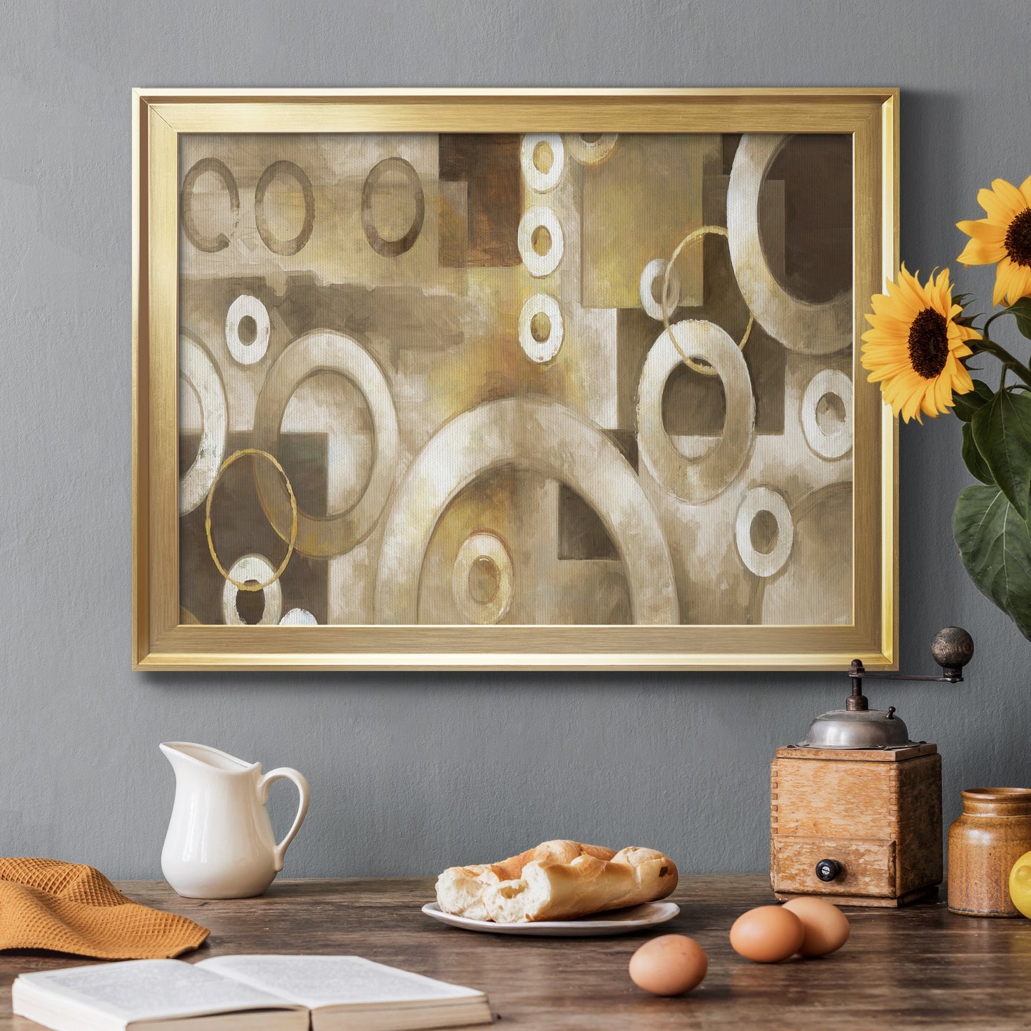 Neutral Motion - Modern Framed Canvas Print