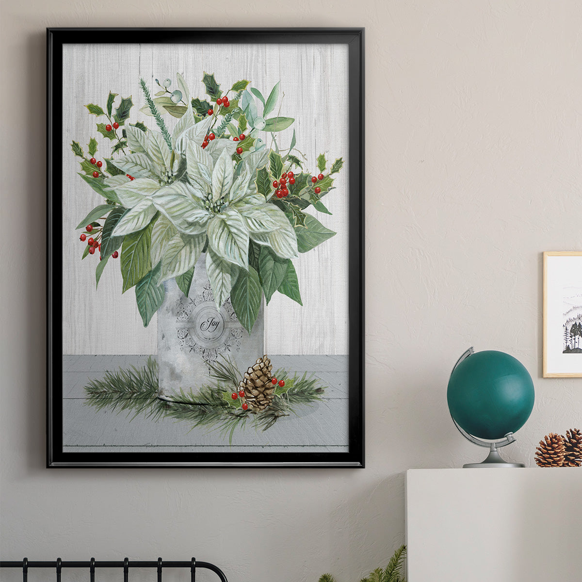 Farmhouse Christmas Joy - Modern Framed Canvas Print