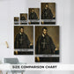 Size comparison chart for canvas art prints, showing multiple size options.