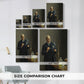 Size comparison chart for canvas art prints, showing multiple size options.