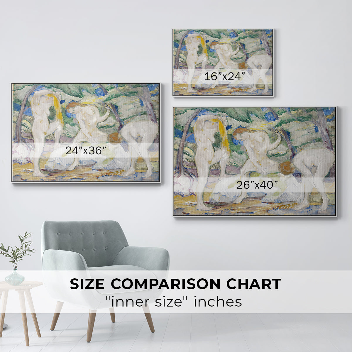 Bathing Women, 1910 - Floater Framed Canvas Print