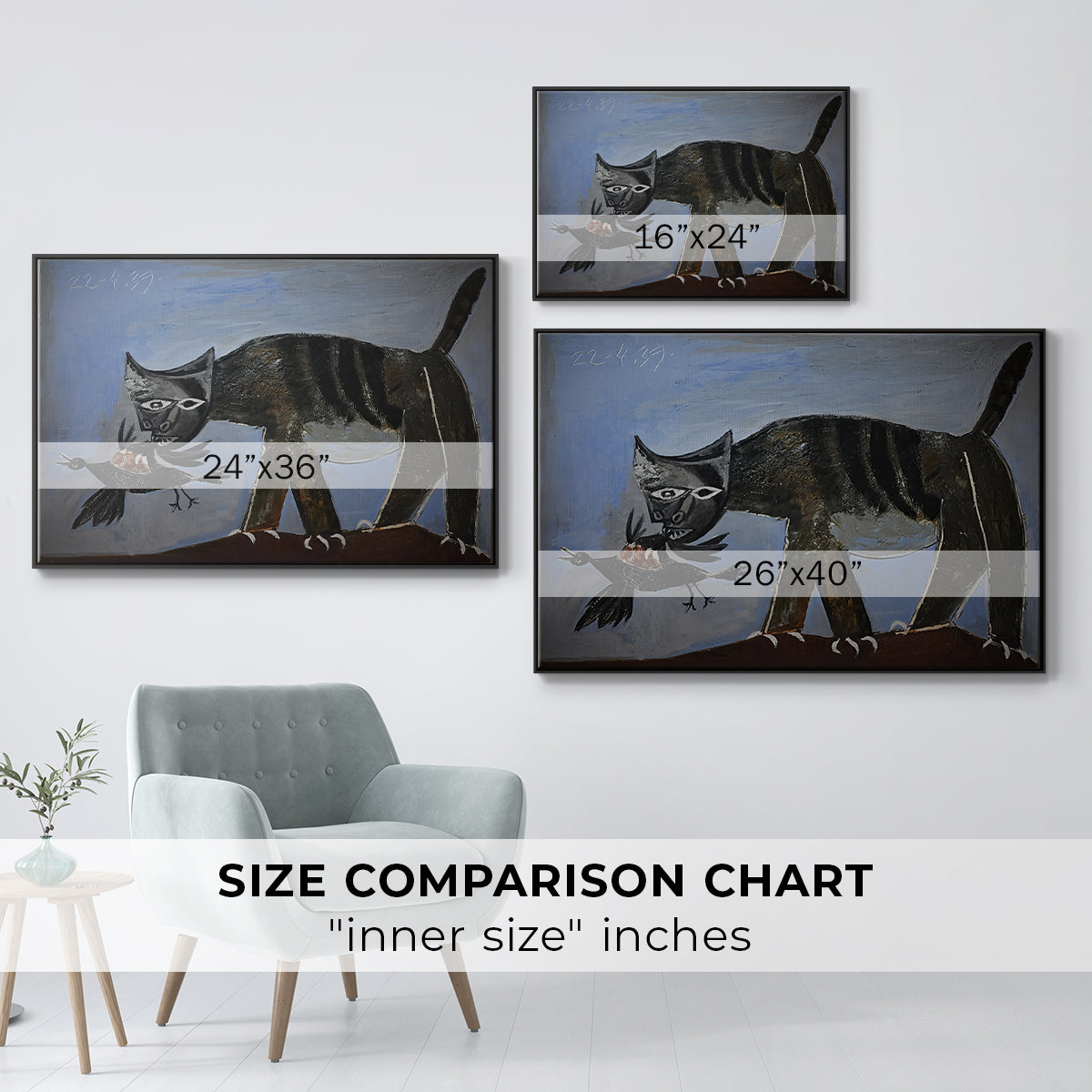 Cat Catching a Bird, 1939 - Floater Framed Canvas Print