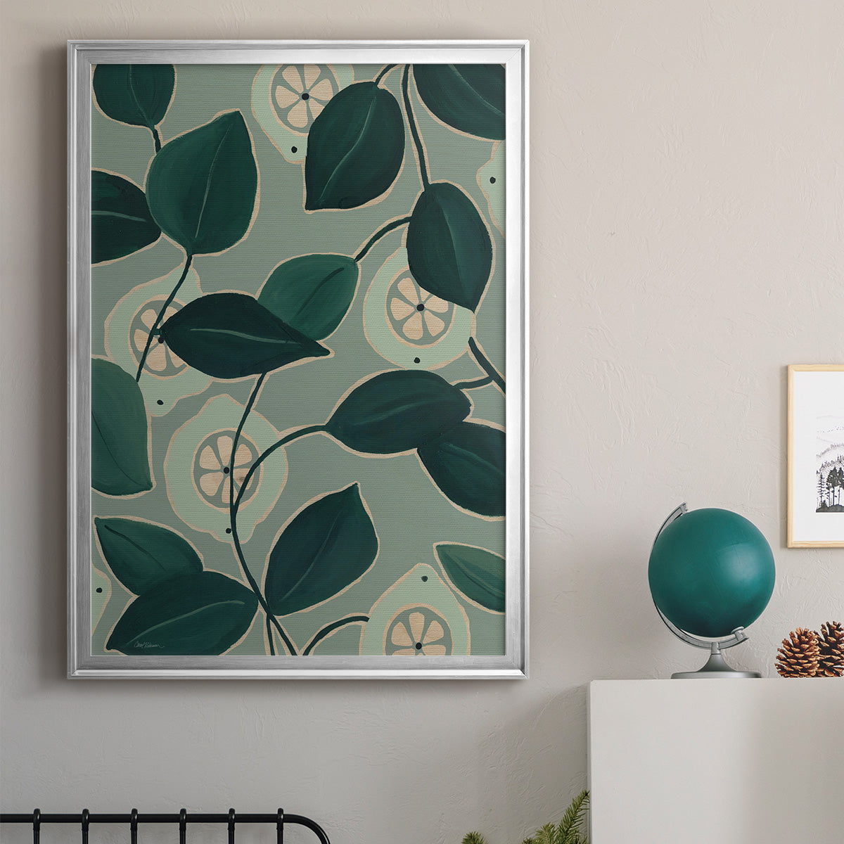 Monochrome Limes - Modern Framed Canvas Print