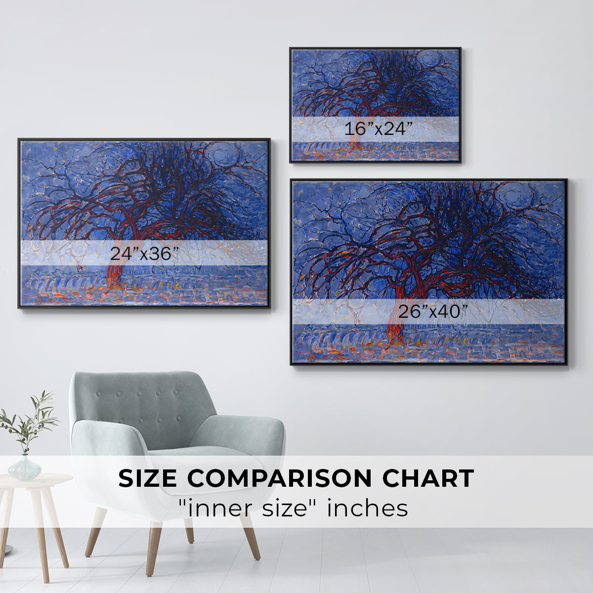 The Red Tree, 1909 - Floater Framed Canvas Print