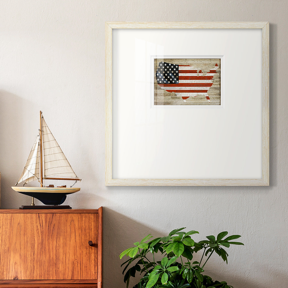 American Flag Premium Framed Print Double Matboard