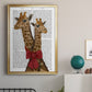 Giraffes and Bow - Modern Framed Canvas Print