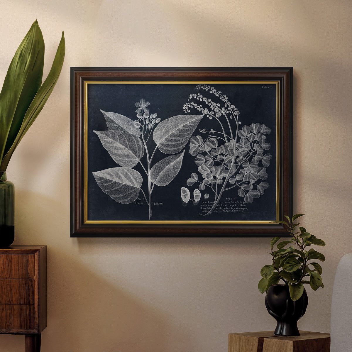 Foliage on Navy III Premium Framed Canvas- Ready to Hang