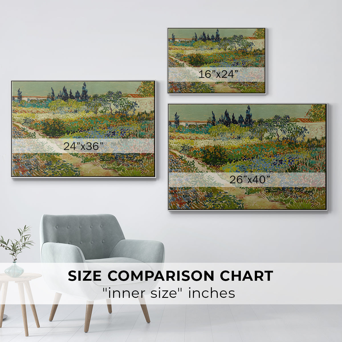 Garden at Arles, 1888 - Floater Framed Canvas Print