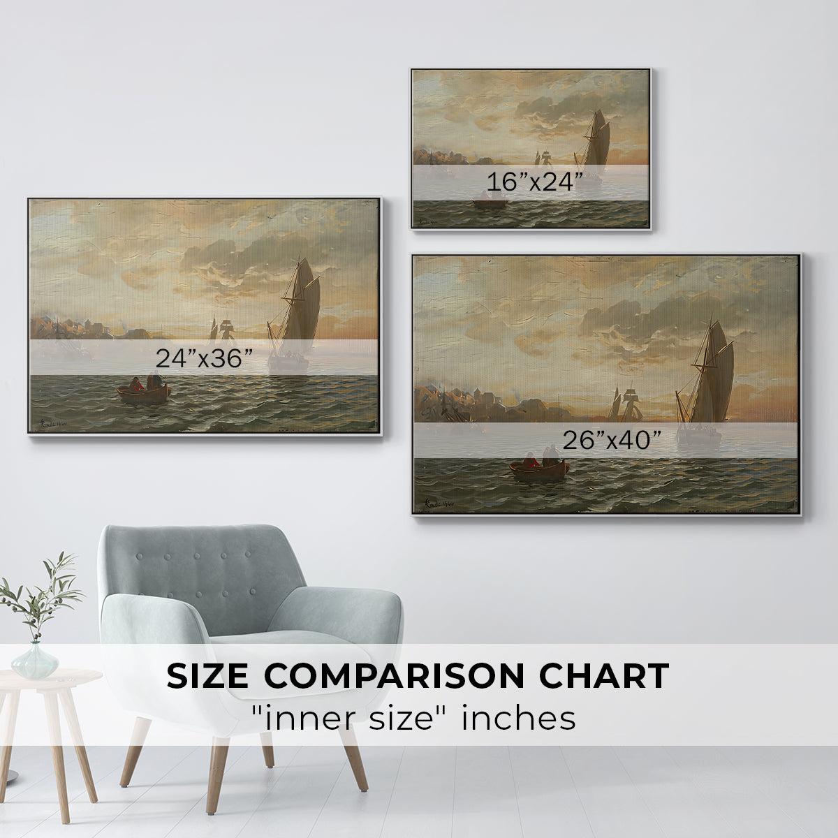 View from the Oslofjord, 1866 - Floater Framed Canvas Print
