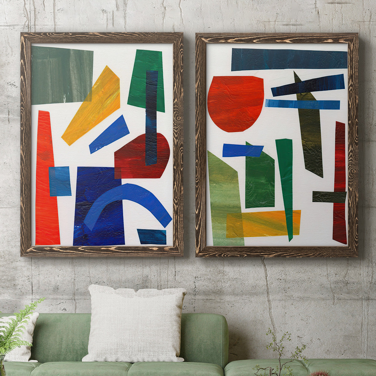 Colorful Shapes I - Premium Framed Canvas 2 Piece Set - Ready to Hang