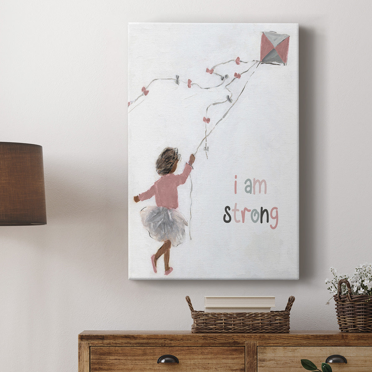 Girl Flying Kite Premium Gallery Wrapped Canvas - Ready to Hang