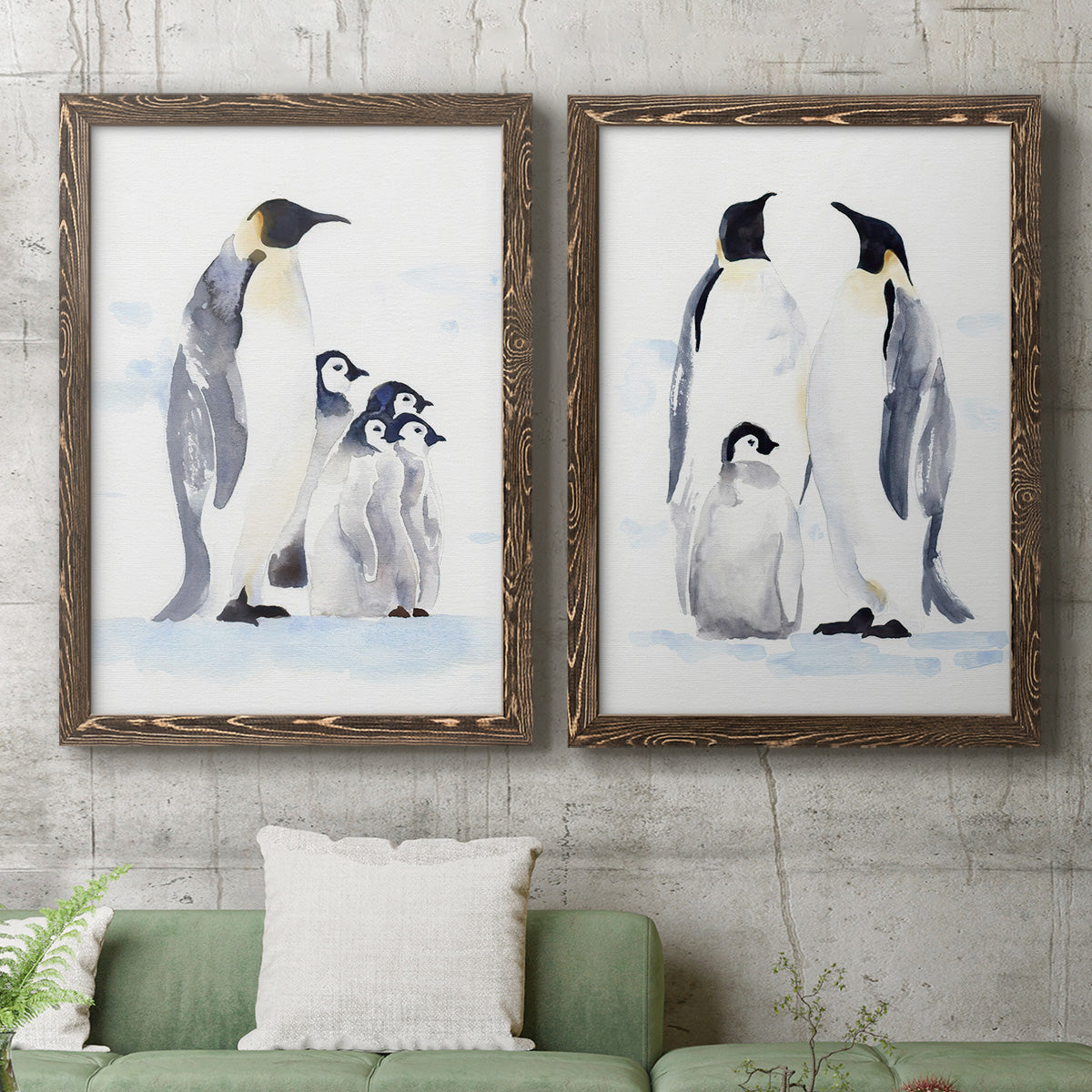 Emperor Penguins I - Premium Framed Canvas 2 Piece Set - Ready to Hang