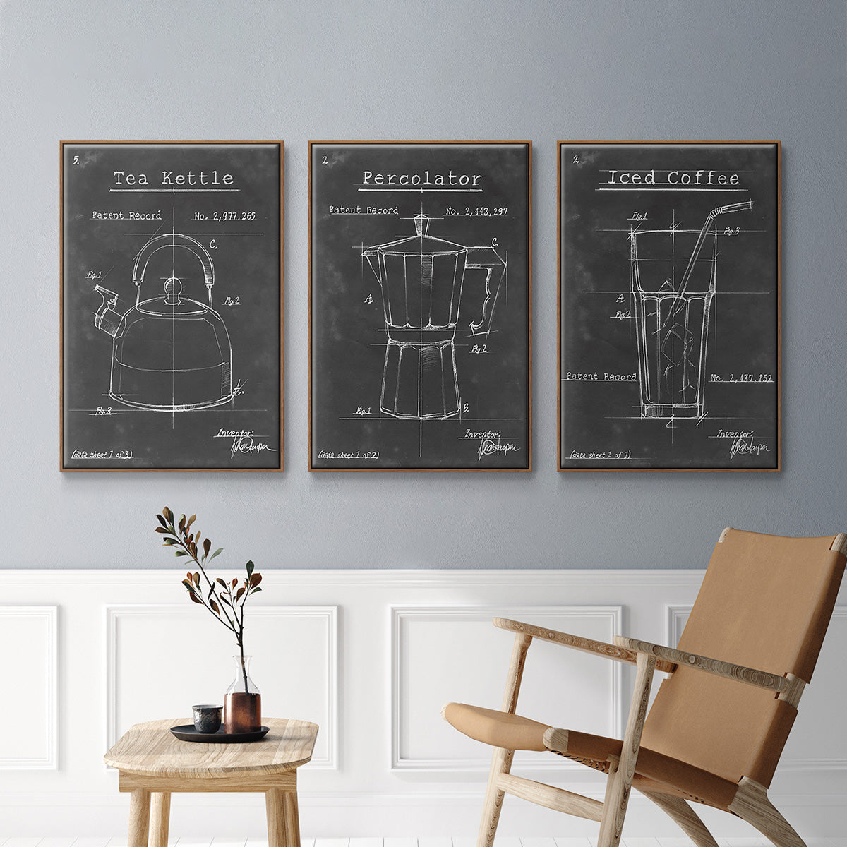 Morning Routine IV - Framed Premium Gallery Wrapped Canvas L Frame 3 Piece Set - Ready to Hang