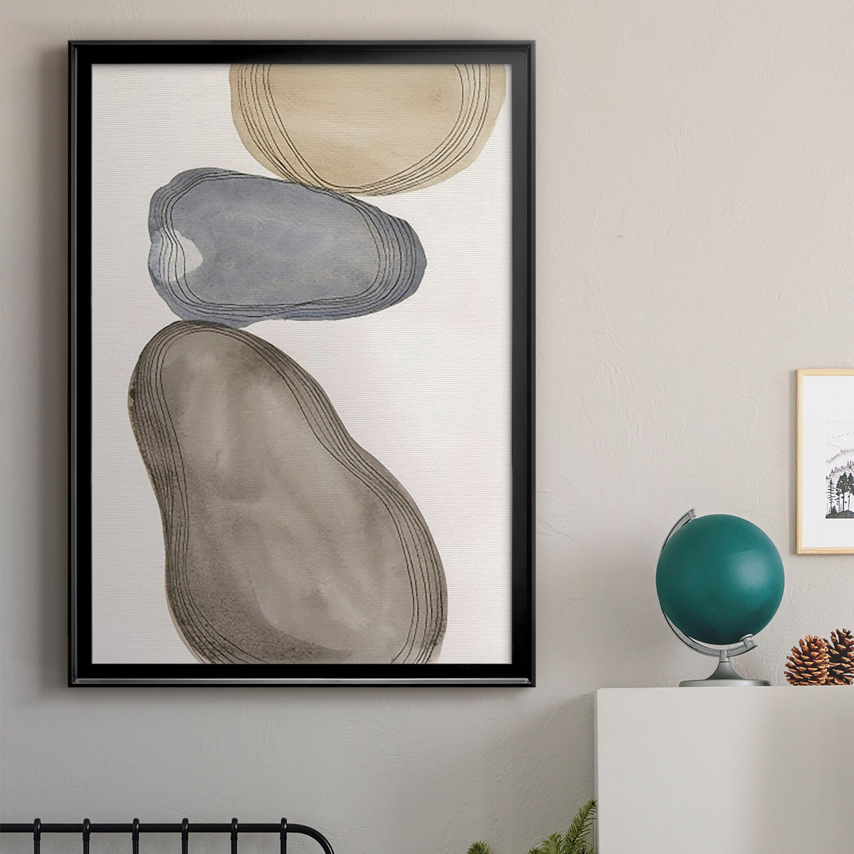 River Rocks Contour II - Modern Framed Canvas Print