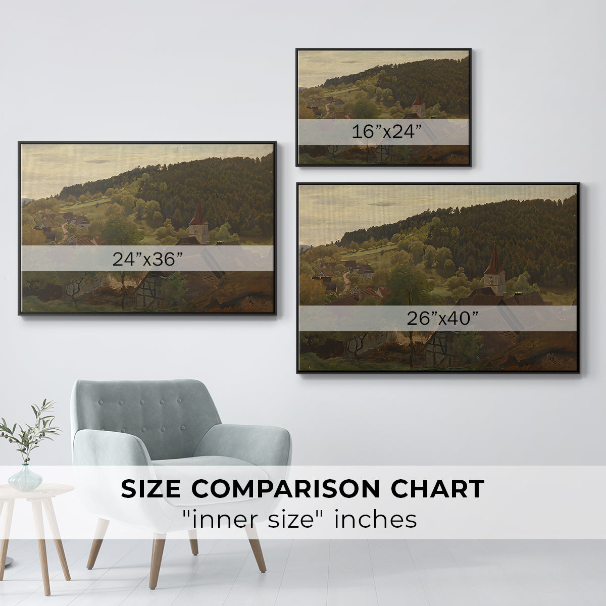 Landscape from Ebersteinburg in Baden, 1876 - Floater Framed Canvas Print
