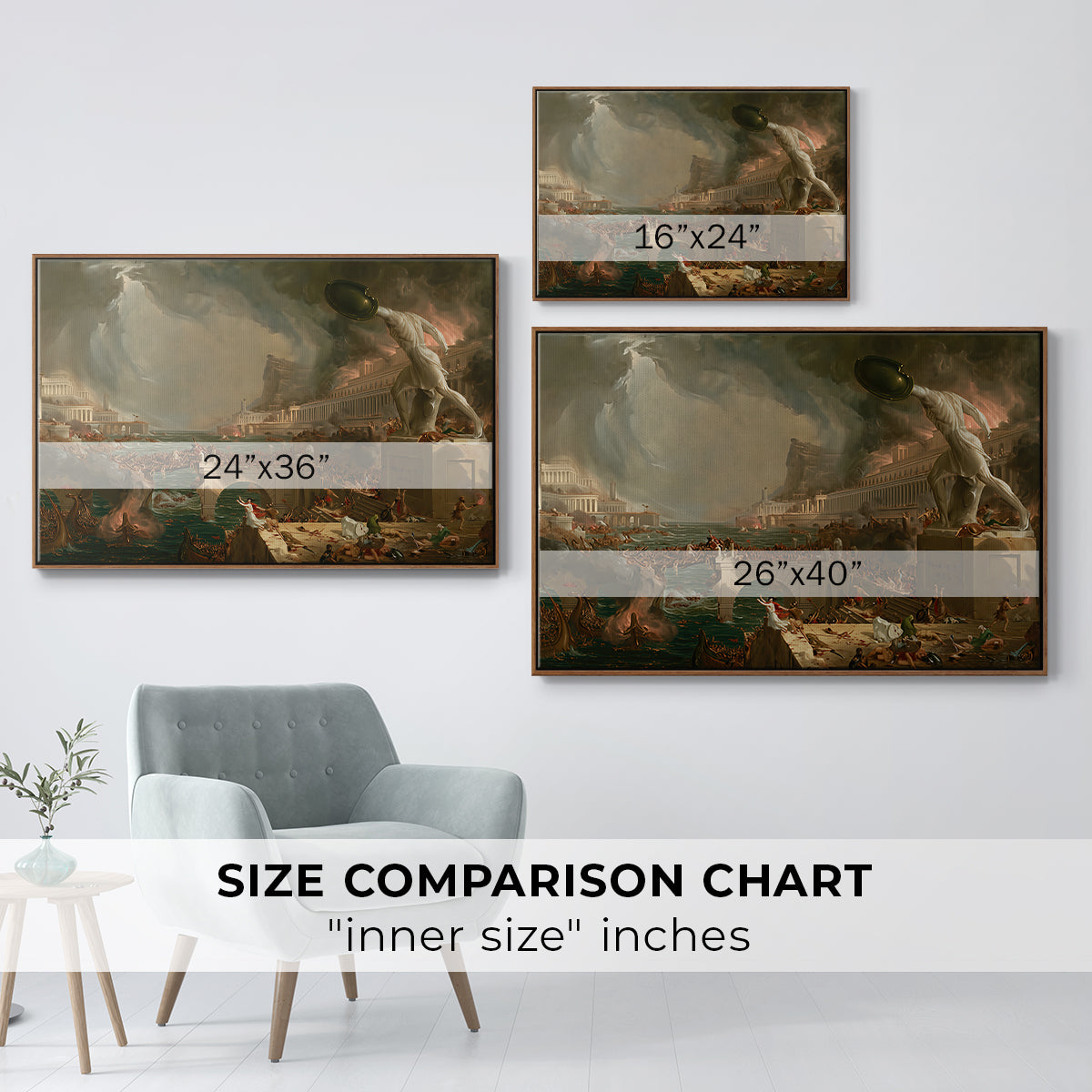 The Course of Empire: Destruction, 1836 - Floater Framed Canvas Print