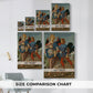 Size comparison chart for canvas art prints, showing multiple size options.