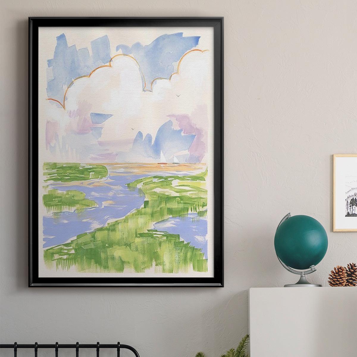 Low Country River Vista II - Modern Framed Canvas Print