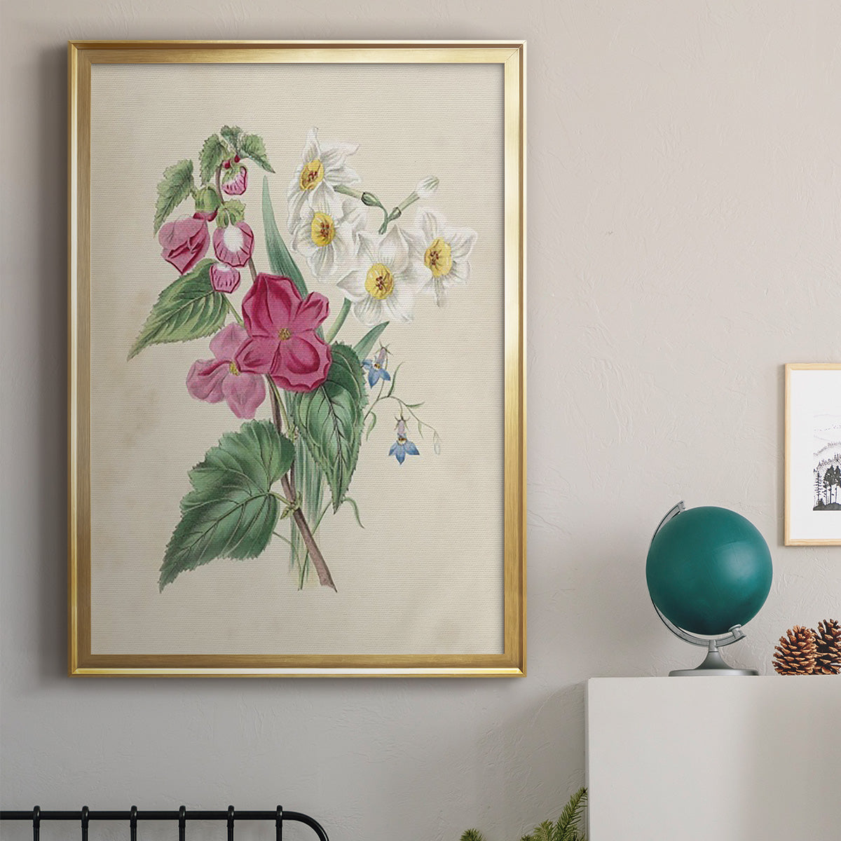 Antique Garden Bouquet IV - Modern Framed Canvas Print