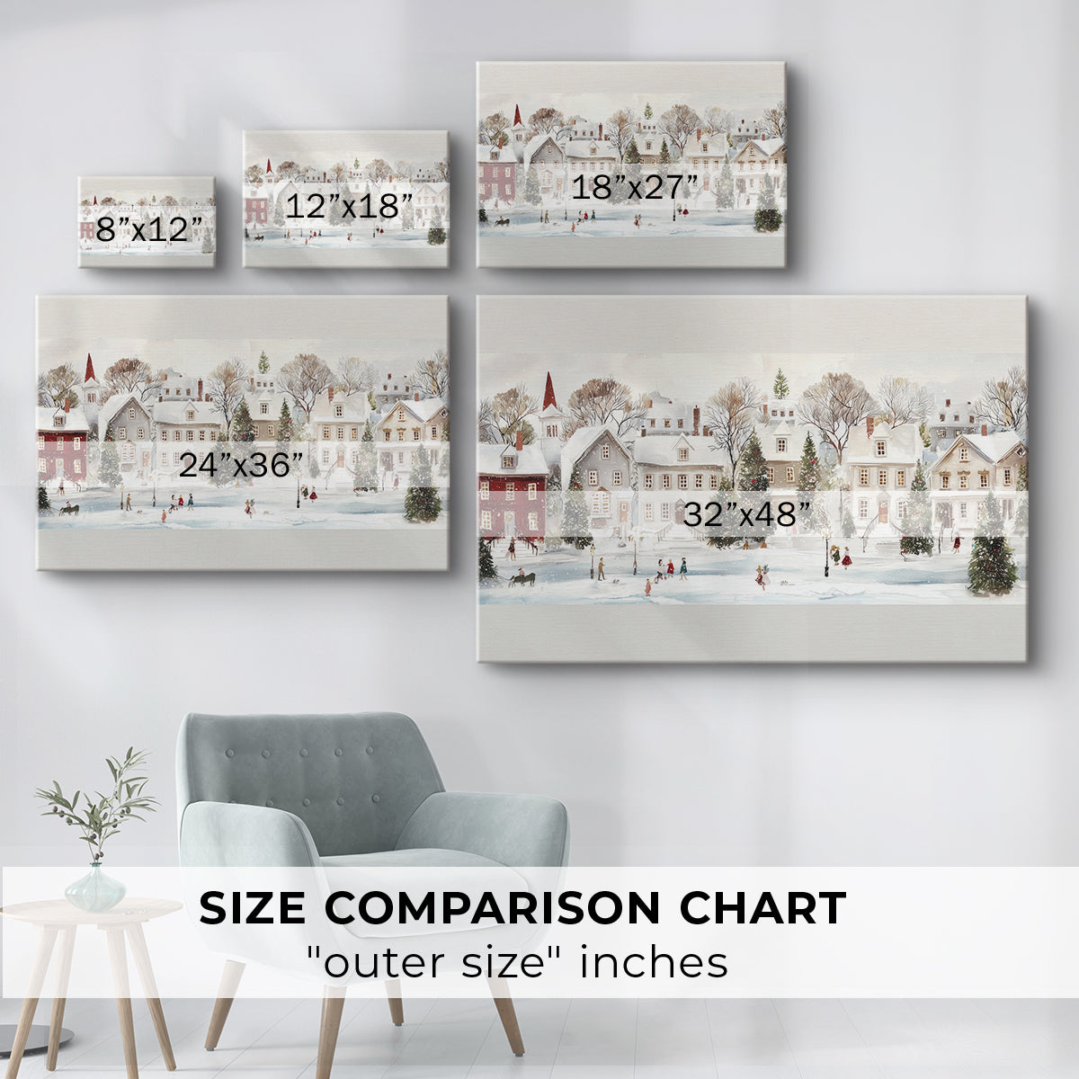 Pearled Yule Square - Canvas Art Print