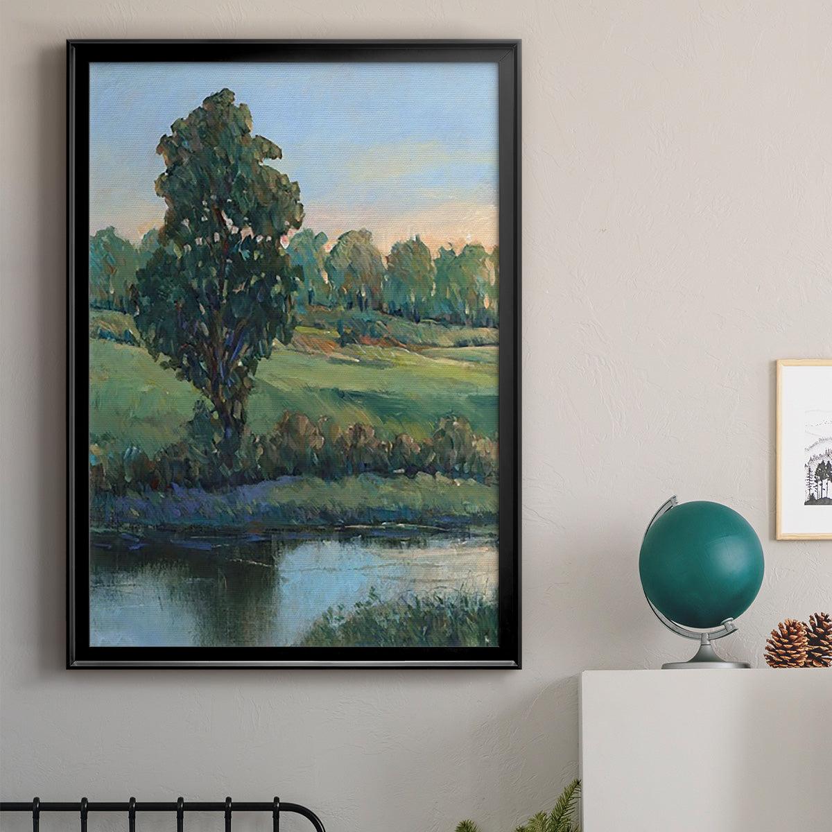 Tree by the Riverbank II - Modern Framed Canvas Print