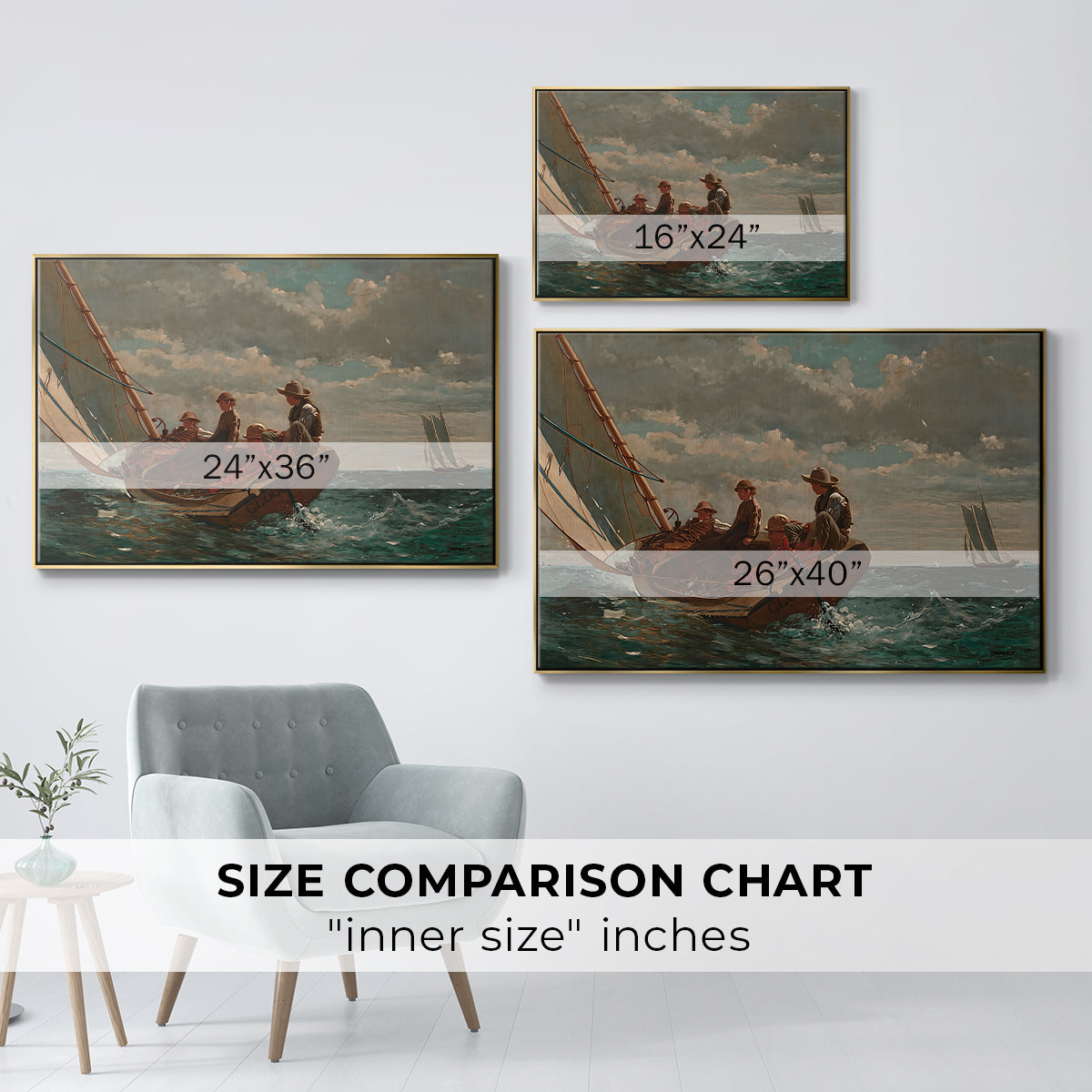 Breezing Up (A Fair Wind), 1873-1876 - Floater Framed Canvas Print