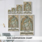 Size comparison chart for canvas art prints, showing multiple size options.
