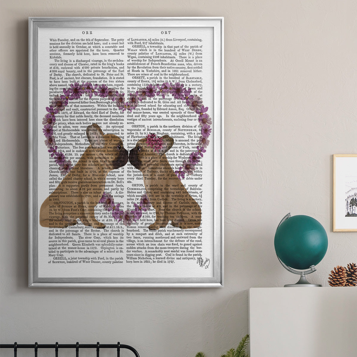 French Kiss and Flower Heart - Modern Framed Canvas Print