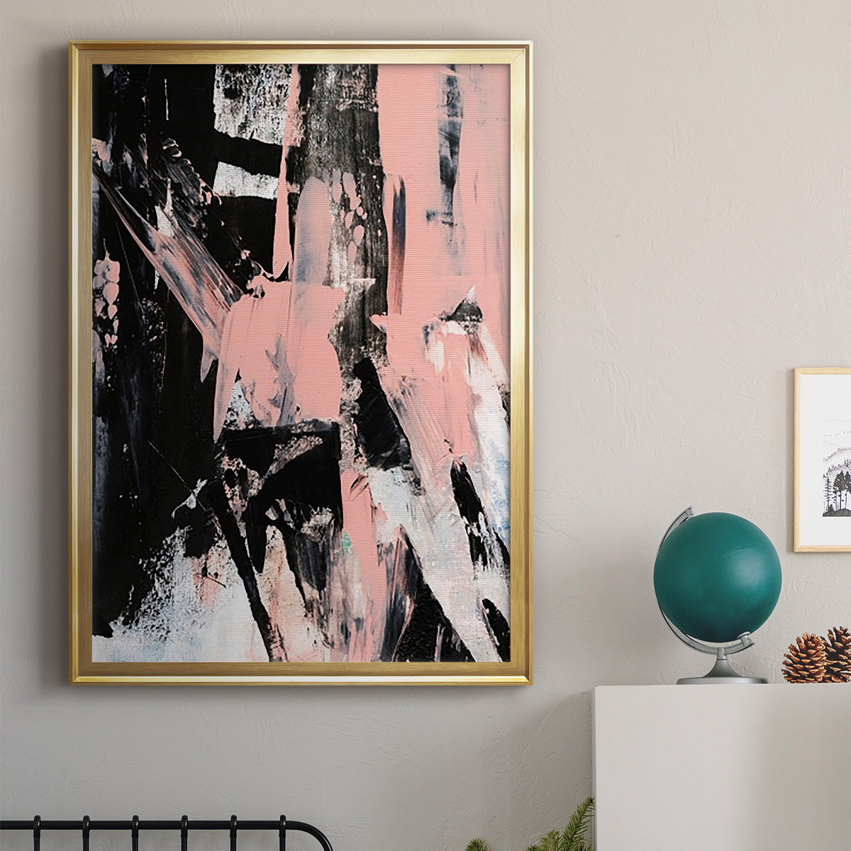 Black & Blush II - Modern Framed Canvas Print