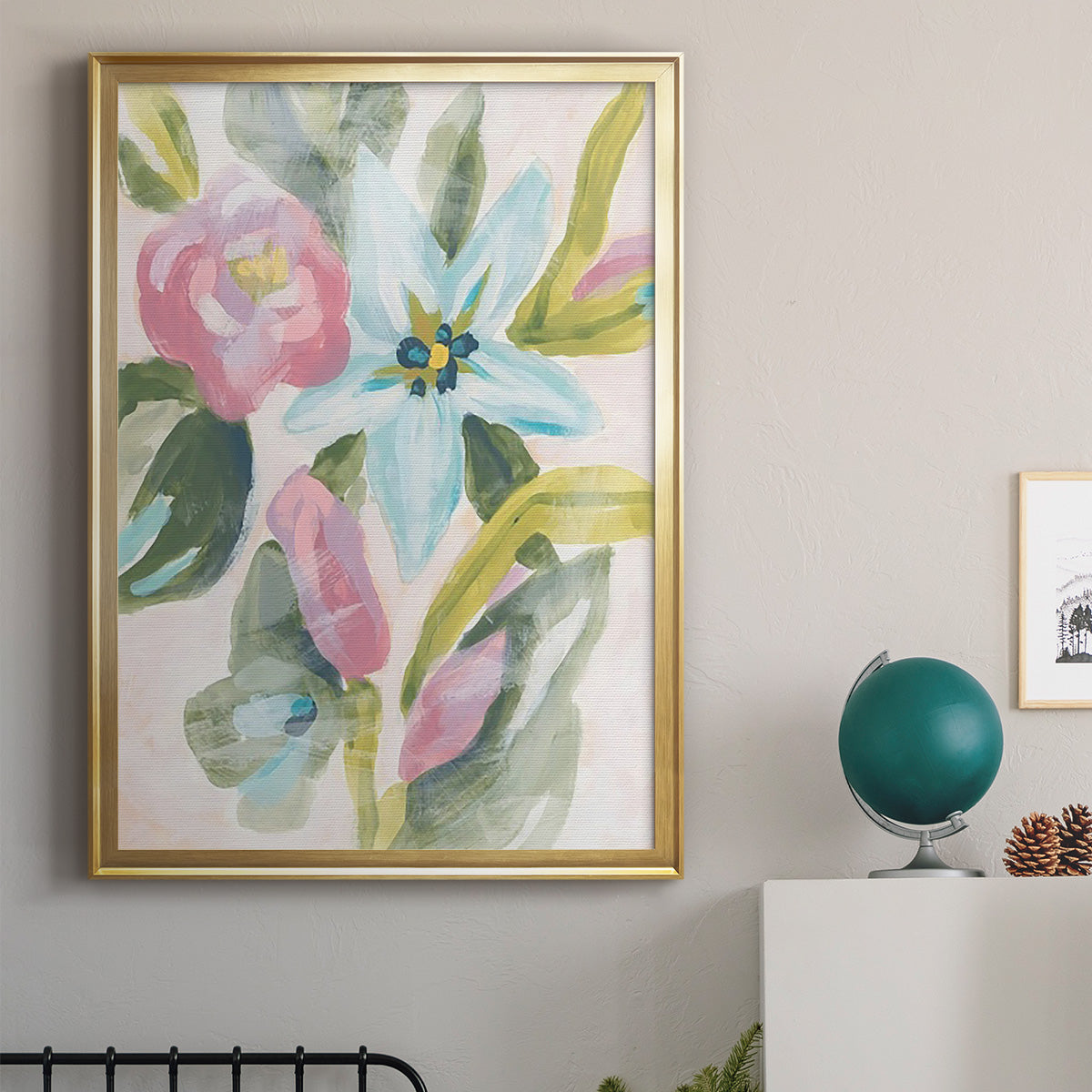 Floral Breeze Fresco  I - Modern Framed Canvas Print