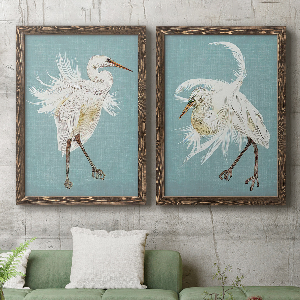 Heron Plumage III - Premium Framed Canvas 2 Piece Set - Ready to Hang