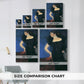 Size comparison chart for canvas art prints, showing multiple size options.