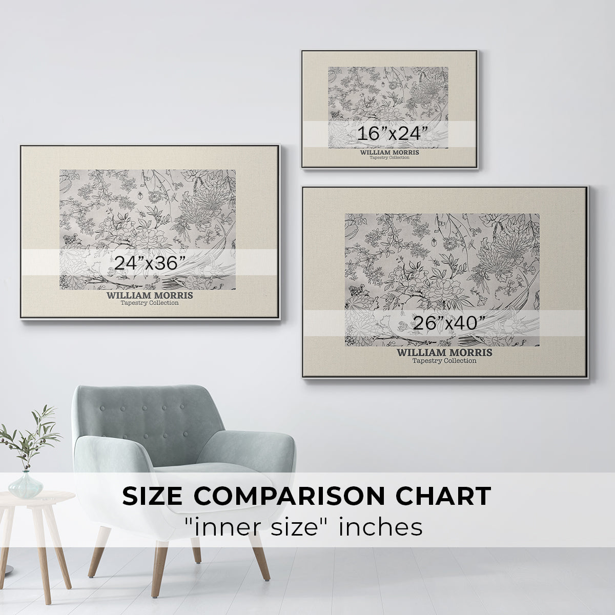 Fleurs, 1866 (Morris Inspired) - Floater Framed Canvas Print