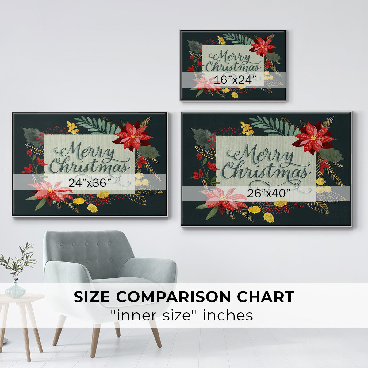 Bright Christmas Night  I - Framed Gallery Wrapped Canvas in Floating Frame