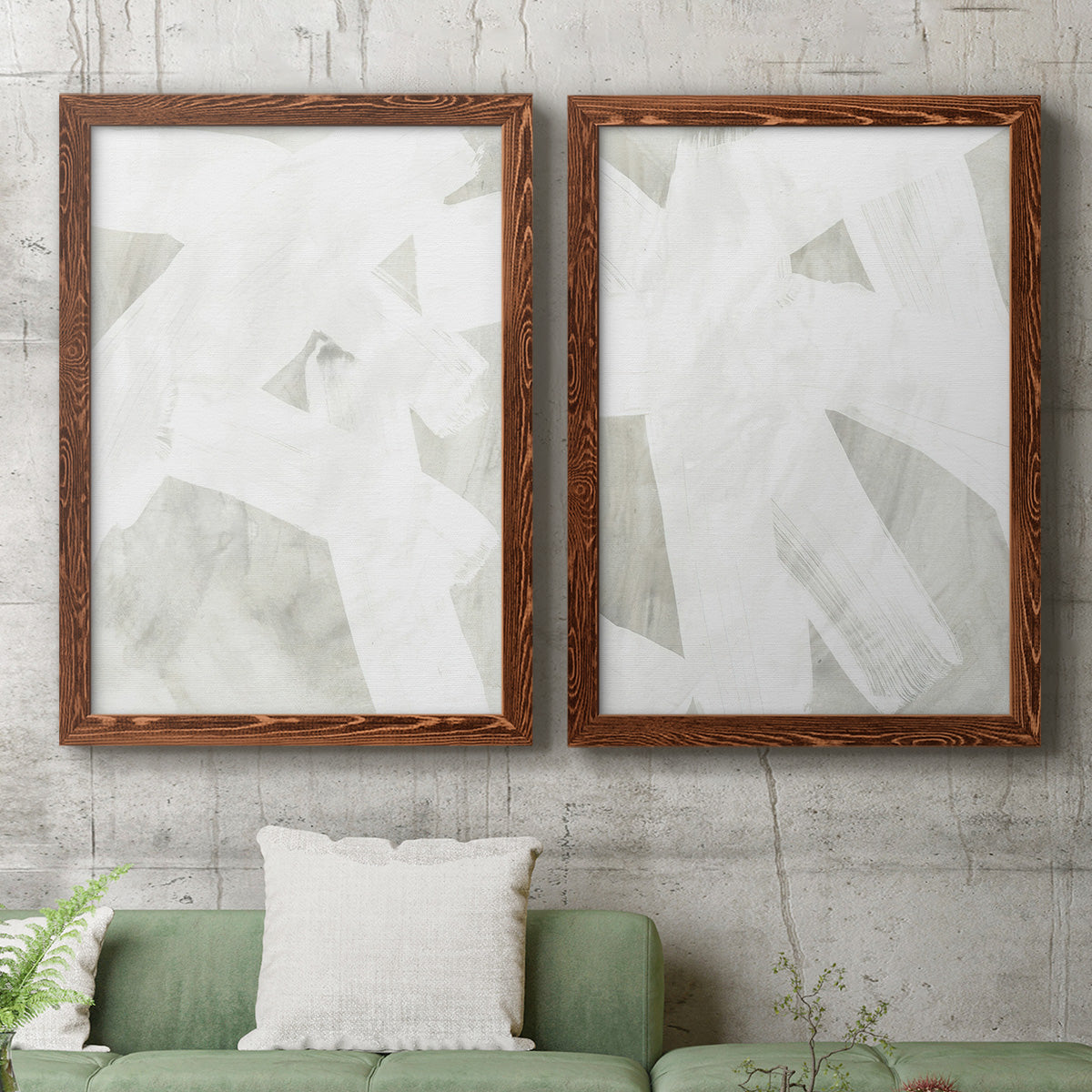 Stone Brush I - Premium Framed Canvas 2 Piece Set - Ready to Hang