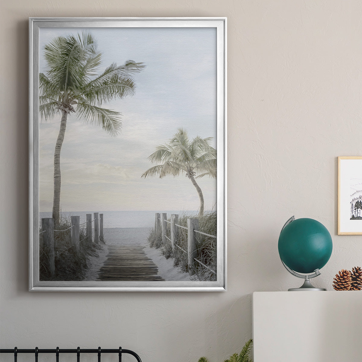 Palm Walk - Modern Framed Canvas Print